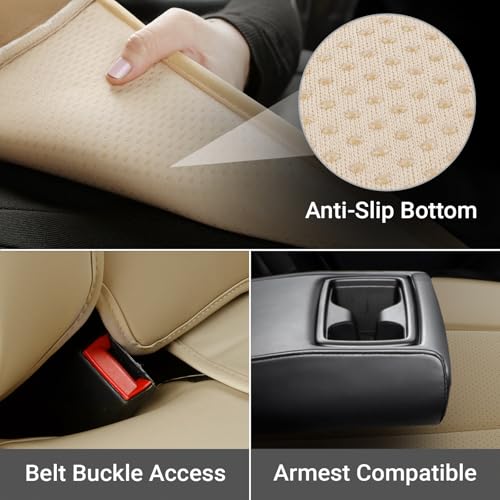 Coverland Custom Car Seat Covers Compatible with 2004-2008 Toyota Solara Convertible - Premium Leather Non-Slip Memory Foam Waterproof Seat Cover Custom fit Interior Protector [Rear-Beige]