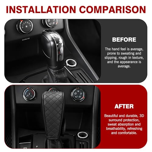 Car Gear Shift Knob Cover, Soft Leather Car Stick Shift Konb Cover, Anti-Slip Auto Konb Gear Shift Stick Protector, Universal Car Shift Protector Decorative Accessories for Most Cars (Black)