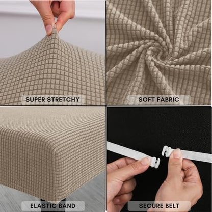 SPRINGRICO Stretch Dining Bench Cover, Removable Bench Slipcover Washable Bench Seat Protector Rectangle Bench Cover for Dining Room, Living Room, Bedroom, Kitchen (S1-Khaki) - color: S1-khaki