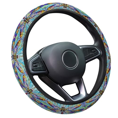 GENANY Dragonfly Steering Wheel Cover, Non Slip Polyester Car Wheel Protector for Car SUV Truck, Universal 15 Inch - color: Dragonfly