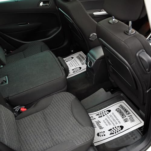 Drydiet 500 Pcs Waterproof Car Floor Mats Covers PE Plastic Protector Automotive Floor Mats Disposable Auto Vehicles Pads Car Vehicle Mat Bulk Printed with Footprint Words(15.75 x 20 Inch,White) - size: 15.75 x 20 Inch