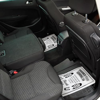 Drydiet 500 Pcs Waterproof Car Floor Mats Covers PE Plastic Protector Automotive Floor Mats Disposable Auto Vehicles Pads Car Vehicle Mat Bulk Printed with Footprint Words(15.75 x 20 Inch,White) - size: 15.75 x 20 Inch