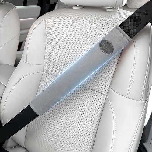 Wigoo 2026 Upgraded Version Suede Car Seat Belt Cover, [Reduces Neck Friction & Enhances Comfort], Soft Shoulder Pad Protector, Auto Interior Accessories,(2 Packs, 13.9Inch), Grey - color: Grey, size: 13.9in - 2PCS