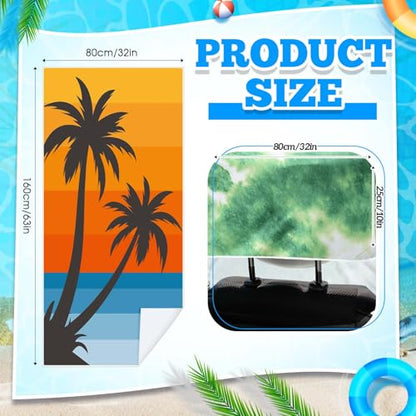 Hahafelt 2 Pack Car Seat Towel Covers with Storage Bag, 63 x 32 Inch Universal Non Slip Waterproof Sweat Protector for Car Truck, Gym Swimming Running, Machine Washable (Beach Palm Trees) - style: Beach Palm Trees