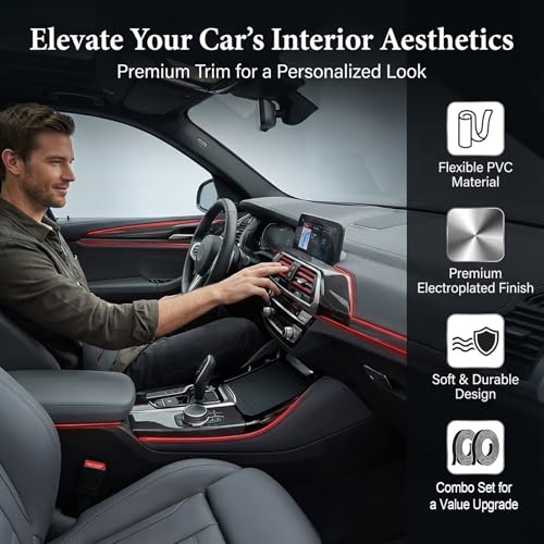 Red Car Accessories - 20PCS Air Conditioner Decoration Strip and 33Ft Car Interior Trim with Installing Tool DIY Flexible Car Accessories Interior Suitable for Most Vehicles