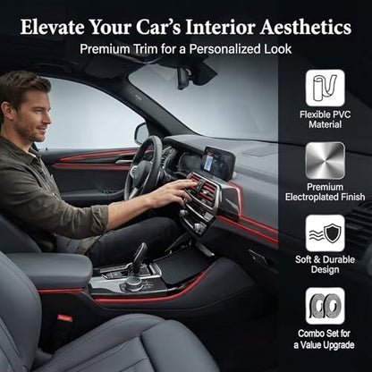 Red Car Accessories - 20PCS Air Conditioner Decoration Strip and 33Ft Car Interior Trim with Installing Tool DIY Flexible Car Accessories Interior Suitable for Most Vehicles