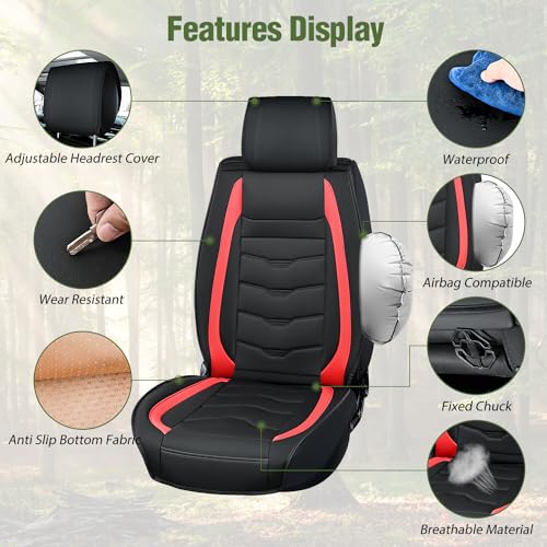 Nilight Car Seat Covers Custom Fit 2008-2024 Toyota Tundra Double CrewMax Cab Waterproof Faux Leather Cushion Full Set with Split Bench 60/40 for SR5 Limited Platinum 1794 Edition - color: Full Sets 5 Seat, style: Toyota Tundra 2008-2024