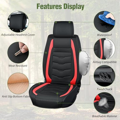 Nilight Car Seat Covers Custom Fit 2008-2024 Toyota Tundra Double CrewMax Cab Waterproof Faux Leather Cushion Full Set with Split Bench 60/40 for SR5 Limited Platinum 1794 Edition - color: Full Sets 5 Seat, style: Toyota Tundra 2008-2024