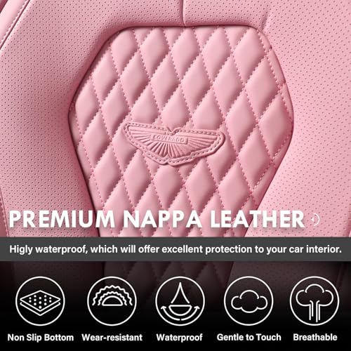 Coverado Seat Covers, Car Seat Covers Front Seats, Pink Car Seat Covers, Waterproof Auto Seat Covers, Seat Cushion, Front Seat Covers Leatherette Car Seat Protector Universal Fit Most Cars - color: Pink, size: FrontPair