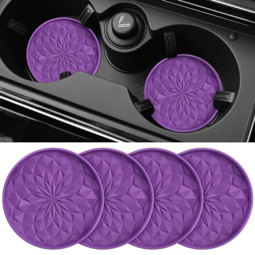 Car Coasters for Cup Holders [4 Pack] - 2.75In Silicone Auto Mug Mats - Universal Non-Slip Recessed Car Interior AccessoriesDeep Purple - color: 4pack-deep Purple