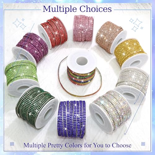 10 Yards Rhinestone Ribbon Roll,0.4 CM Wide Diamond Ribbon for Car Interior,Light Pink Rhinestone Trim Self Adhesive,Shiny Gem Strips Sticker for DIY Crafts Art Wedding Party Decoration