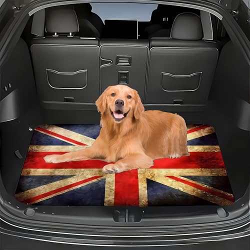 Universal Car Trunk Mat 29" x 39", Retro Flag Pattern All Weather Trunk Protection Cargo Liner,Durable Cargo Mat Rear Trunk Liner, Stylish Vehicle Interior Accessories Suitable for Most Car Models - color: Flag Pattern