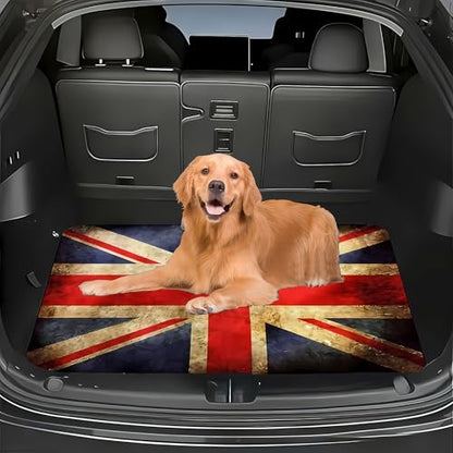 Universal Car Trunk Mat 29" x 39", Retro Flag Pattern All Weather Trunk Protection Cargo Liner,Durable Cargo Mat Rear Trunk Liner, Stylish Vehicle Interior Accessories Suitable for Most Car Models - color: Flag Pattern