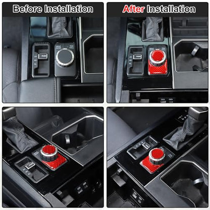 Aunginsy Drive Control Mode Trim Sticker Compatible with Tundra/Sequoia 2022-2025 Center Console Multimedia Control Knob Switch Button Cover Sound Volume Knob Decoration Carbon Fiber Accessories - size: Multimedia Knob Switch Circle Trim