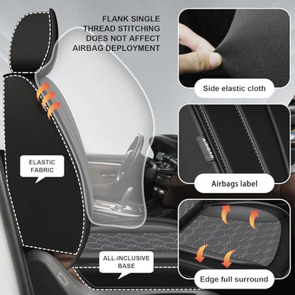 Fit for Subaru Outback Seat Covers 2007-2026 - Full Set Waterproof Leather Car Seat Covers Compatible Airbag（2 Row 5 Seat,Black & Grey） - color: #054 Black&Grey, size: 1.Outback 2007-2026-5 seat covers full set