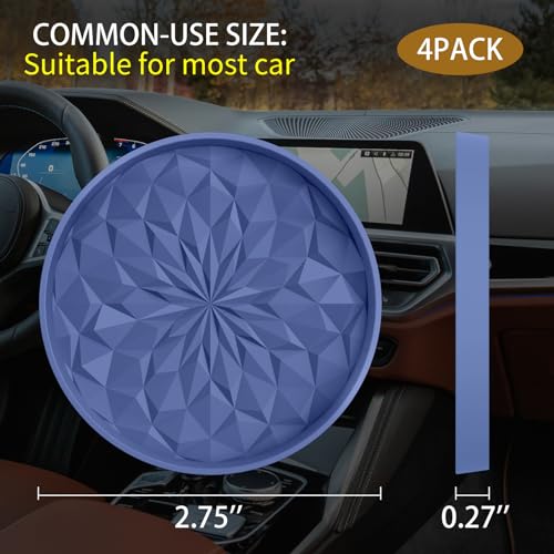 Car Coasters for Cup Holders [4 Pack] - 2.75In Silicone Auto Mug Mats - Universal Non-Slip Recessed Car Interior AccessoriesNavy Blue - color: 4pack-navy Blue