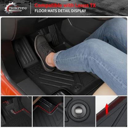 Floor Mats Compatible with 2024 2025 2026 Lexus TX350 TX500h TX550h+ 6&7 Seats Cargo Mat Trunk Liner Back Seat Cover All Weather TX Accessories (Floor Mats+Trunk Mat with Backrest Mat) - style: For Lexus TX | 2024-2026