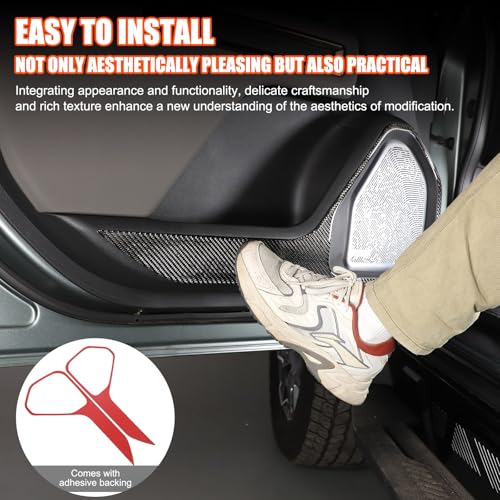 Car Door Panel Cover Anti-Kick Protective Pad for Hummer EV Accessories 2024 2025 2026 SUV Pickup Soft Carbon Fiber Protector Mat Dirty Collision Stickers Inner Decorative 2PCS (Front Door Black)