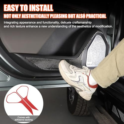 Car Door Panel Cover Anti-Kick Protective Pad for Hummer EV Accessories 2024 2025 2026 SUV Pickup Soft Carbon Fiber Protector Mat Dirty Collision Stickers Inner Decorative 2PCS (Front Door Black)