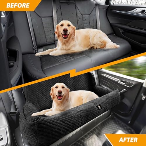 Sephyroth Dog Car Seat for Large Dogs Under 100LBS,Dog Car Bed Washable Pet Travel Safety-Black - color: Black, size: Large