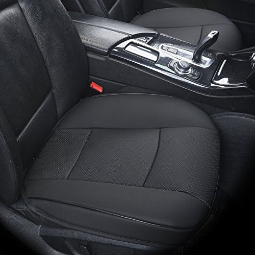 Luxury PU Leather Car Seat Cover Protector Front, Bottom Single Seat Cover-Compatible with 90% Vehicles (Width 20.8 ×deep 21×Thick 0.2 inch) (Black) - color: Black