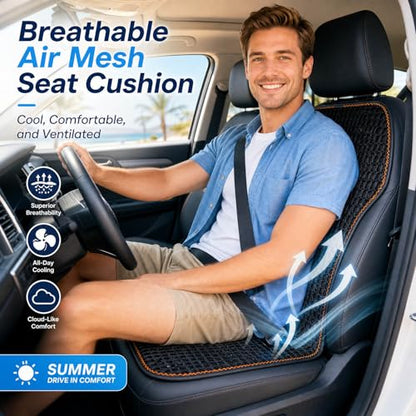 Summer 3D Air Big Mesh Car Seat Cushion Pad,Universal Fit Cooling Breathable and Vent Mesh Car Seat Cushions Cover for Truck SUV Pikup Sedan Accessories 1PCS (Black) - color: Black