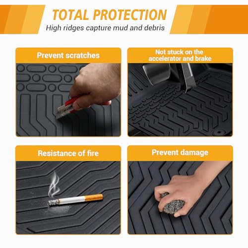All-Weather TPE Rubber Floor Mats Compatible with 2009 2010 2011 2012 2013 2014 2015 2016 Audi S4 A4, Custom Fit Full Car Carpet Liners Set (Black)