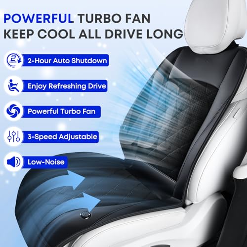 Cooling Car Seat Cover, Ventilated Seat Cushion Cooling Car Seat Pad for Summer Driving with 8 Powerful Turbo Fans Universal Fit for Car SUV Truck Van-Black - color: Black