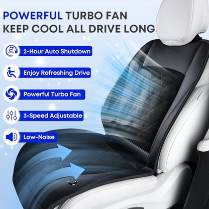 FLORICH Cooling Car Seat Cover, Ventilated Seat Cushion Cooling Car Seat Pad for Summer Driving with Powerful Turbo Fans Universal Fit for Car SUV Truck Van-Deep Black - color: Deep Black