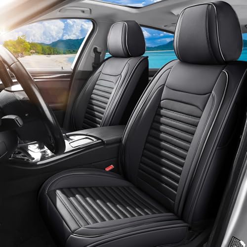 Front Seat Covers Fit for Kia Optima 2001-2020, Car Seat Covers Front Seats, Breathable Faux Leather Automotive Seat Covers Front Pair Anti-Slip Seat Cover(Black, Front) - color: Black, size: Fit for Optima front seat