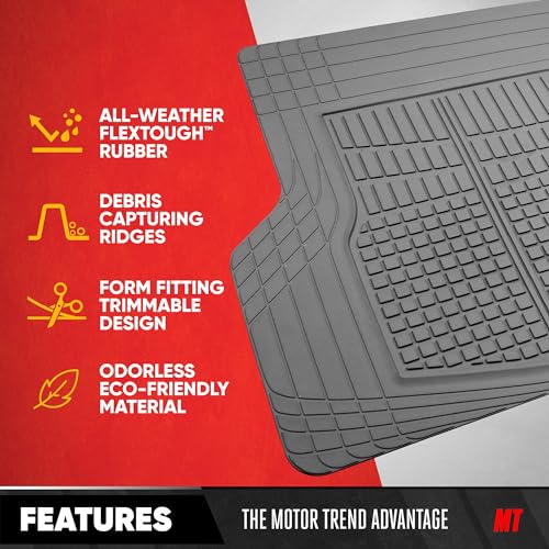 Motor Trend FlexTough Rear Cargo Mat – Heavy-Duty Trimmable Car Trunk Mat for Back of SUV, Universal Rear Cargo Liner for SUV, Flexible Trunk Liner, Automotive Floor Mats & Cargo Liners (Gray) - color: Gray