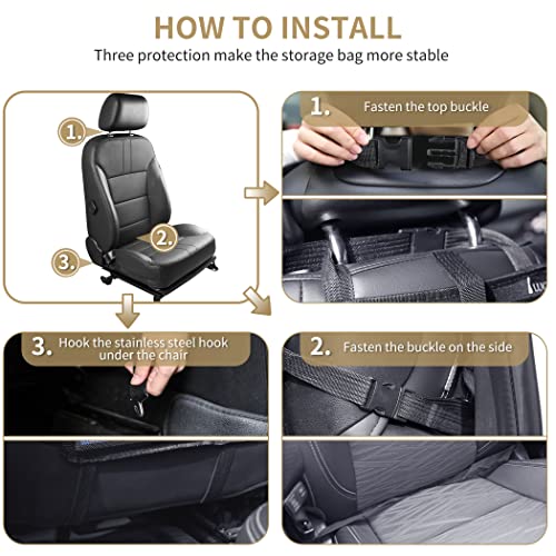 Car Backseat Organizer with Touch Screen Tablet Holder,9 Storage Pockets Storage Organizer,Protectors Kick Mats Travel Accessories (Black, 2 Pack with Food Tray) - color: Midnight Raven, size: 2 Pack with Food Tray