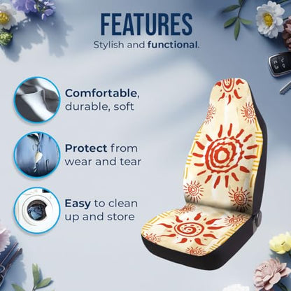 Bohemian Sun Car Seat Covers Set of 2, Breathable Front Seat Covers for Truck Sedan SUV, Boho Car Accessories, Boho Gift for Women Men - color: Boho Sun