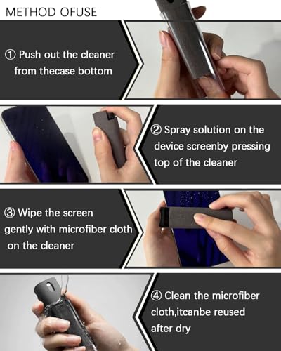 Screen Cleaner Spray and Wipe Screen Cleaner Tool Touch Screen Cleanerfor iPhone Computer Laptop Tablet MacBook Tesla Display Eyeglasses New Car Accessories（Grey） - color: Grey