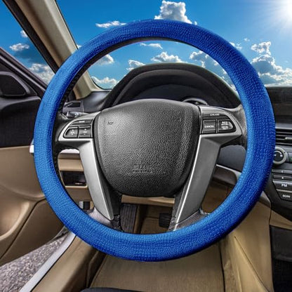 FH Group Universal Fit Silicone Snake Pattern with Massaging Grip Dark Steering Wheel Cover fits most Cars, SUVs, Trucks, and Vans Dark Blue - color: Dark blue