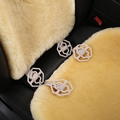 OGLAND 100% Natural Fur Sheepskin Universal car seat Covers for seat Cushion Accessories Automobiles (3 Pack Front, Teak) - color: Teak
