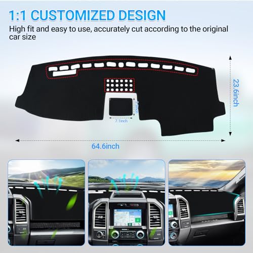 Dashboard Cover Dash Mat Compatible with 2015 2016 2017 2018 2019 2020 Ford F150 Dash Covers Interior Dash Board Accessories Protecter Cover - size: 2015-2020 F150