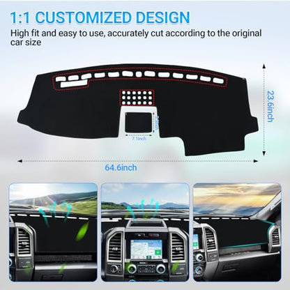 Dashboard Cover Dash Mat Compatible with 2015 2016 2017 2018 2019 2020 Ford F150 Dash Covers Interior Dash Board Accessories Protecter Cover - size: 2015-2020 F150