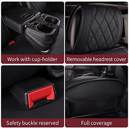 Jeep Wrangler JK JL Front Seat Covers Custom Fit 2/4 Door 2007-2026 Unlimited Rubicon 392 Sahara Willys Sport High Altitude Truck Pickup Waterproof Leather(2 PCS Front/Black1) - color: 2 PCS Front/Black1