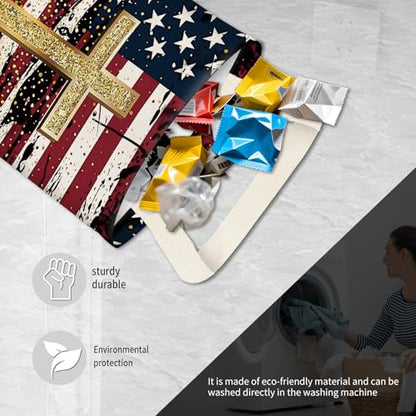 Hanging Car Garbage Bag, Cute Car Trash Can Bag, Automotive Accessories for Women Men American Flag Cross Print - color: American Flag Cross Print