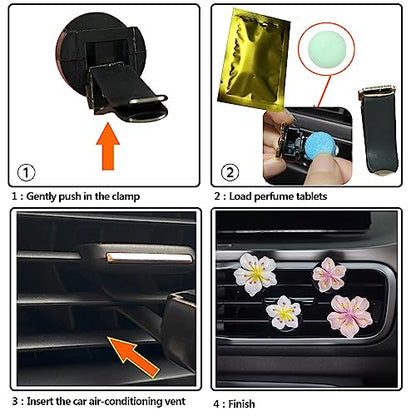 Cute Car Air Fresheners Vent Clips 6 PCS, Flower Air Vent Clips Pink Car Accessories Interior Aesthetic Women Automobile Air Conditioning Vents Decorations