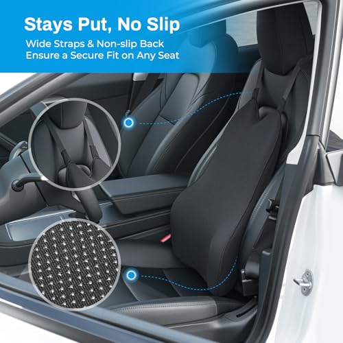 Lumbar Support Pillow for Car - 20.9 Inch Extended Car Back Support Relieves Full Back Discomfort on Long Rides, Rebuilds Support for Older Vehicles, Fits Mid-to-Large Sedans, SUVs & Trucks - size: longest 20.9" * widest 16.9" * highest 5.9"