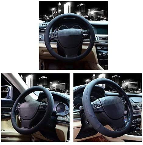 Valleycomfy Microfiber Leather Steering Wheel Cover Large-Size for F150 F250 F350 Ram 4Runner Tacoma Tundra Range Rover Model S X with 15 1/2 inches-16 inches Outer Diameter (Black) - color: Black, size: Large Size[15.5"-16"]