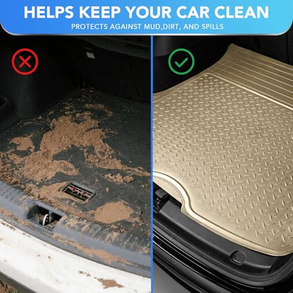 PIC AUTO Heavy Duty Cargo Liner, Trimmable All-Weather Rubber Trunk Mat for Cars, SUVs, Vans & Trucks, Anti-Slip Backing, Durable Protection, Large, Beige - color: Beige