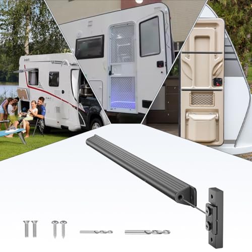 Aluminum Universal RV Screen Door Closer Kit，Automatic Door Protector with Adjustable Tension, Cushioned Closing Camper Screen Doors Spring Closer for RV Camper Travel Trailer