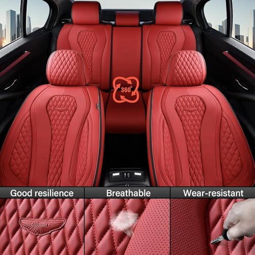 Coverado Red Seat Covers, Car Seat Covers Front Seats, Driver Car Seat Cover, Waterproof Car Seat Covers, Car Seat Cushion, Front Auto Seat Covers, Car Seat Protector Universal Fit Most Cars - color: Full-Red, size: FrontPair