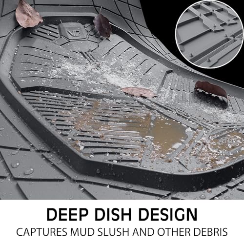 CAR PASS Heavy Duty Rubber Car Mats with Cargo Liner, Deep-Dish Car Floor Mats and Trunk Mat All Weather, Universal Trim-to-Fit for SUVs Trucks Sedans, Waterproof Anti-Slip, Trimmable V12 Gray - color: Gray Full Set