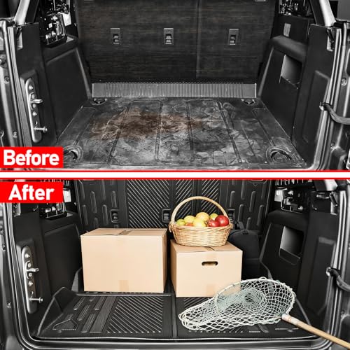 Seat Back Cover and Cargo Liner Protector Compatible for 4-Door Ford Bronco,All-Weather Cargo Mat for Bronco Accessories 2021 2022 2023 2024 2025(Trunk Mat+Backrest Mats+Lower Trunk Mat)