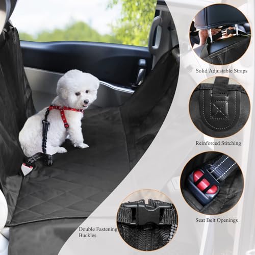 VIVAGLORY Dog Seat Cover Easyhammock Dog Hammock, Seat Cover for Car SUV & Truck, Back Backseat Split Hair Resistant Protector for Pet, Large, Black - color: Black, size: Large (width 56")