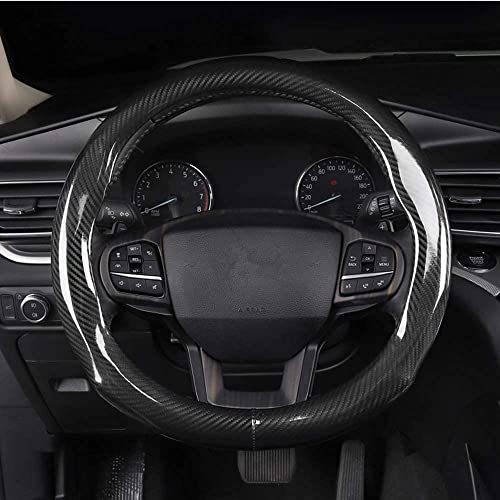 Carbon Fiber Steering Wheel Covers Universal Fit 15 inch Black Microfiber Leather for Men Ergonomics Sport Design Anti-Slip